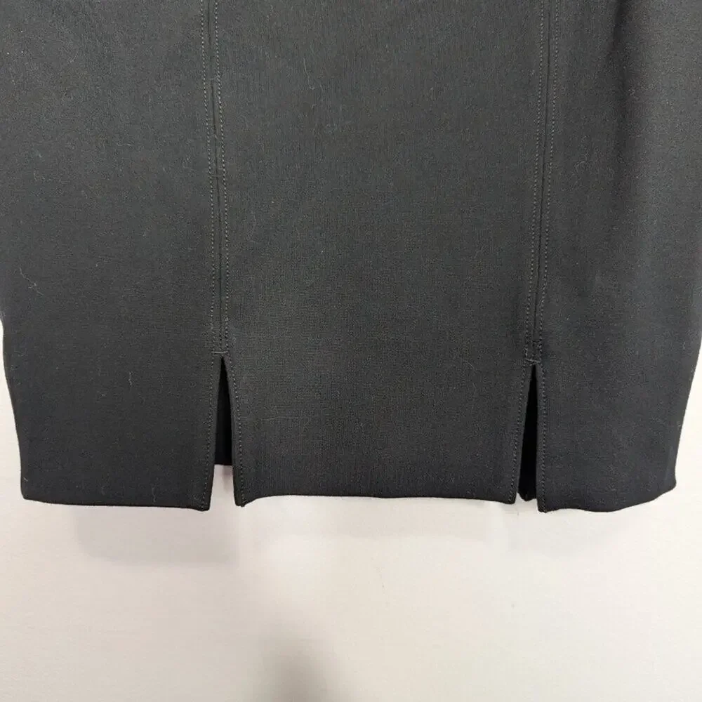 Spanx Black Stretch Slimming Pencil Skirt Double Back Slit Seam Detail Size S